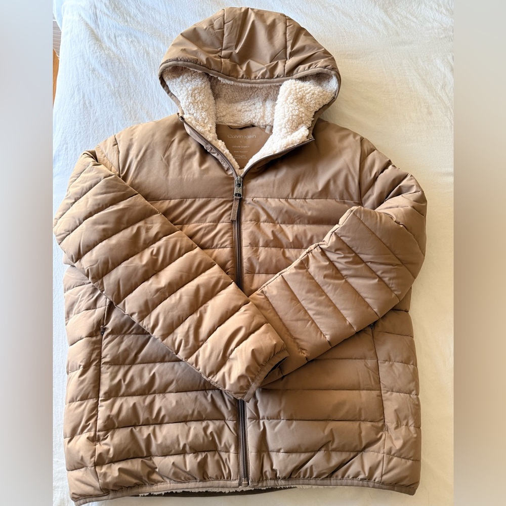 Calvin Klein Cream Sherpa Jacket size L NWT